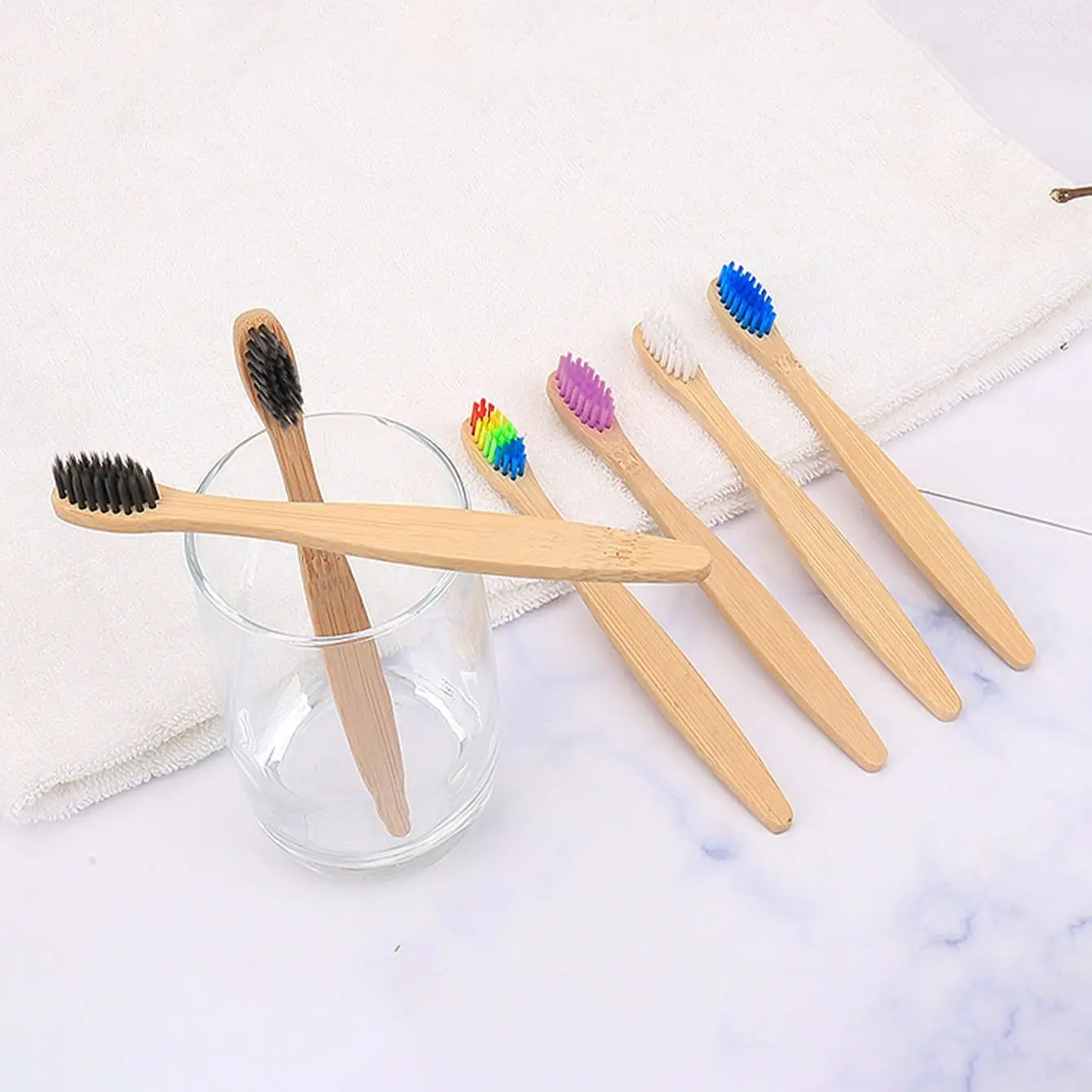 10pcs Ten Pack Environmentally Friendly and Degradable Bamboo Soft Hair Bamboo Toothbrush Set