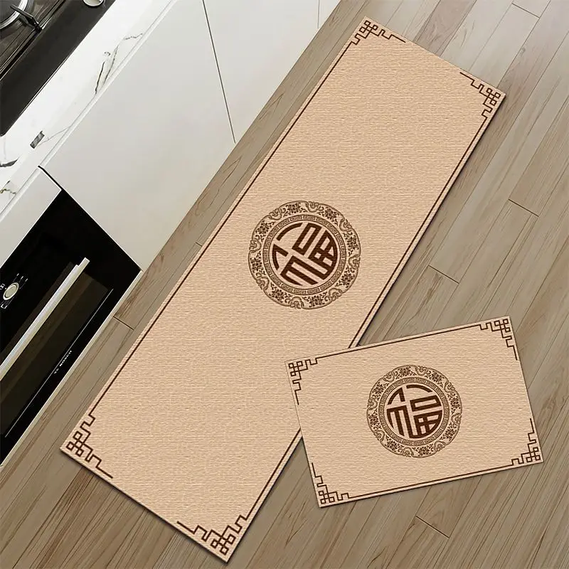 Modern New Chinese Household Kitchen Floor Mats Absorbent Non slip Foot Mats Long Strip Carpets Oil and Waterproof