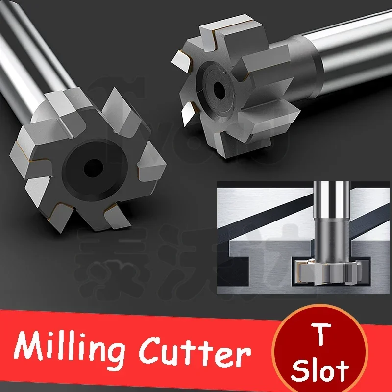 

T Slot Milling Cutter Dia.16-32mm Alloy Rough Inserted Straight Shank End Mill For Hardness Metal CNC Router Bit Milling Tool