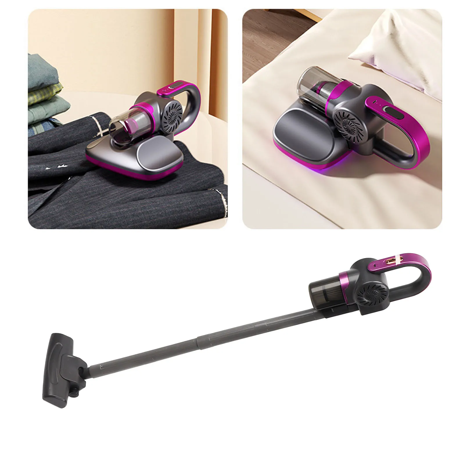 Cordless Mattress Vacuum Cleaner with UV Lighting 11Kpa Suction Powerful Tapping USB Bed Vacuum Cleaner Cordless Vacuum Cleaner