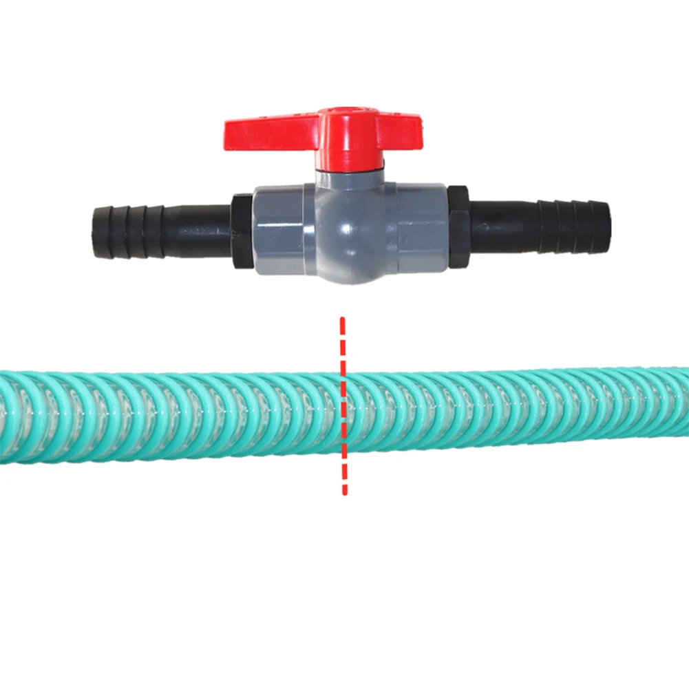 Ball Valve with Hose Interface for Flow Control in PVC Pool Filter Housing Connections and Irrigation Laterals