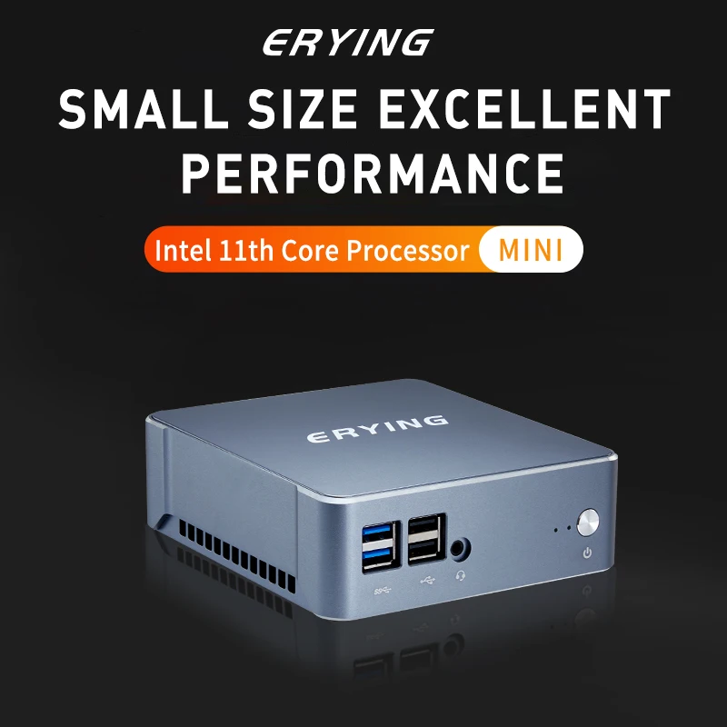 Erying i7-1185G7คอมพิวเตอร์ขนาดเล็กคอมพิวเตอร์เดสก์ท็อปสำหรับเล่นเกม TYPE-C MU05 i3-1125G4 NVMe SSD Windows 11