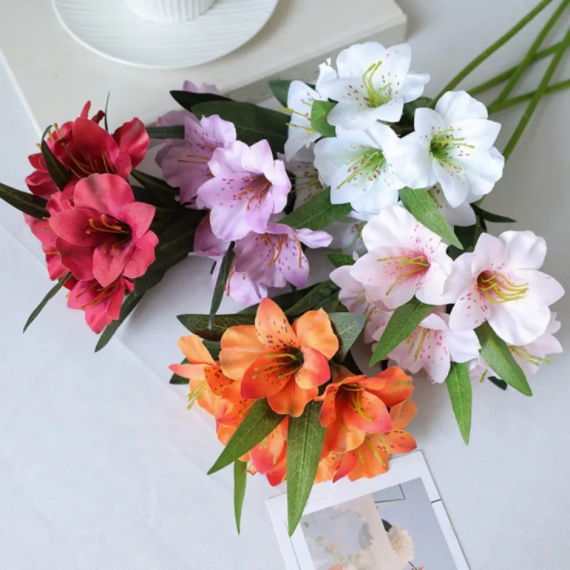 5 قطعة/المجموعة الزهور الاصطناعية 7-رئيس البوق زهرة محاكاة الزهور Flores لتزيين حديقة المنزل الزفاف