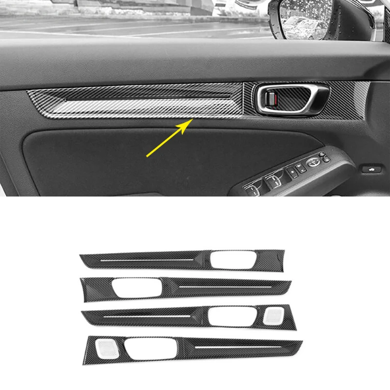 For Honda Civic 11th Gen 2022-2025 ABS Carbon Fiber Car Inner Door Panel Cover Trim Car Accessories