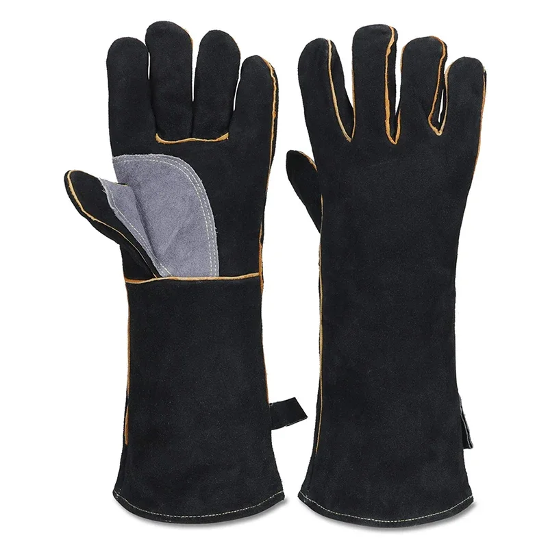 Extrem feuer- und hitzebeständige Handschuhe, Leder mit Kevlar-Nähten, perfekt für Kamin, Herd, Ofen, Grill, Schweißen
