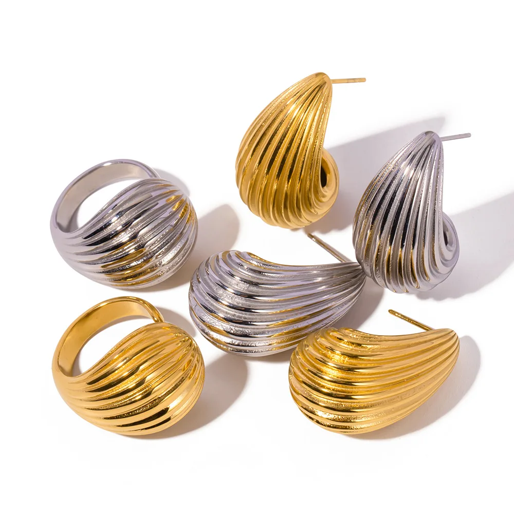 

Stainless Steel PVD 18K Gold Plated Tarnish Line Water Drop Earrings For Woman Jewelry Wholesale 2023 Trendy