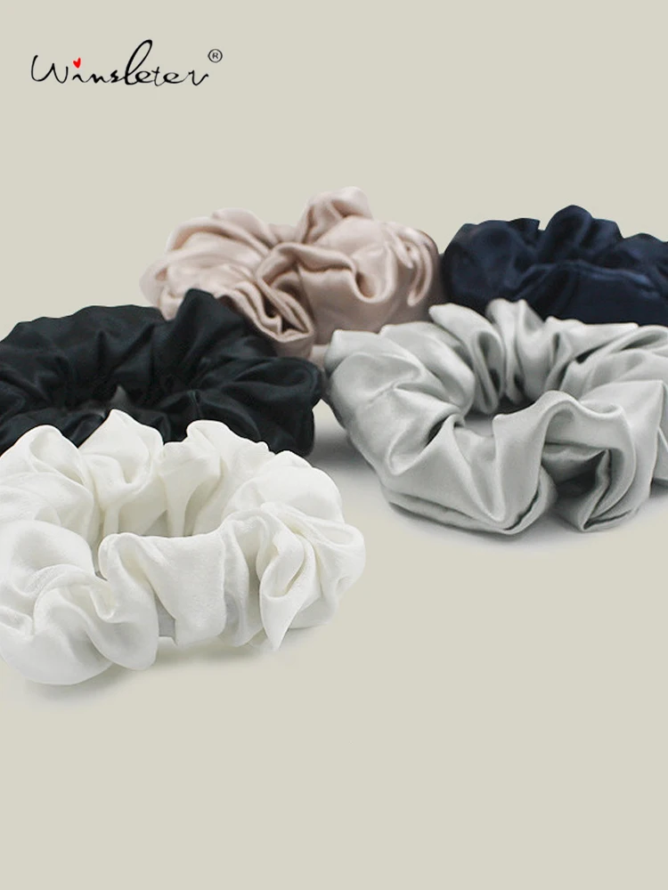 

Резинки для волос Winsleter, 2 шт., 19 мм, 100% натуральный шелк, 3,5 см, для женщин, не повреждают волосы, милые резинки для девочек, новинка 2026 года, A61742CC