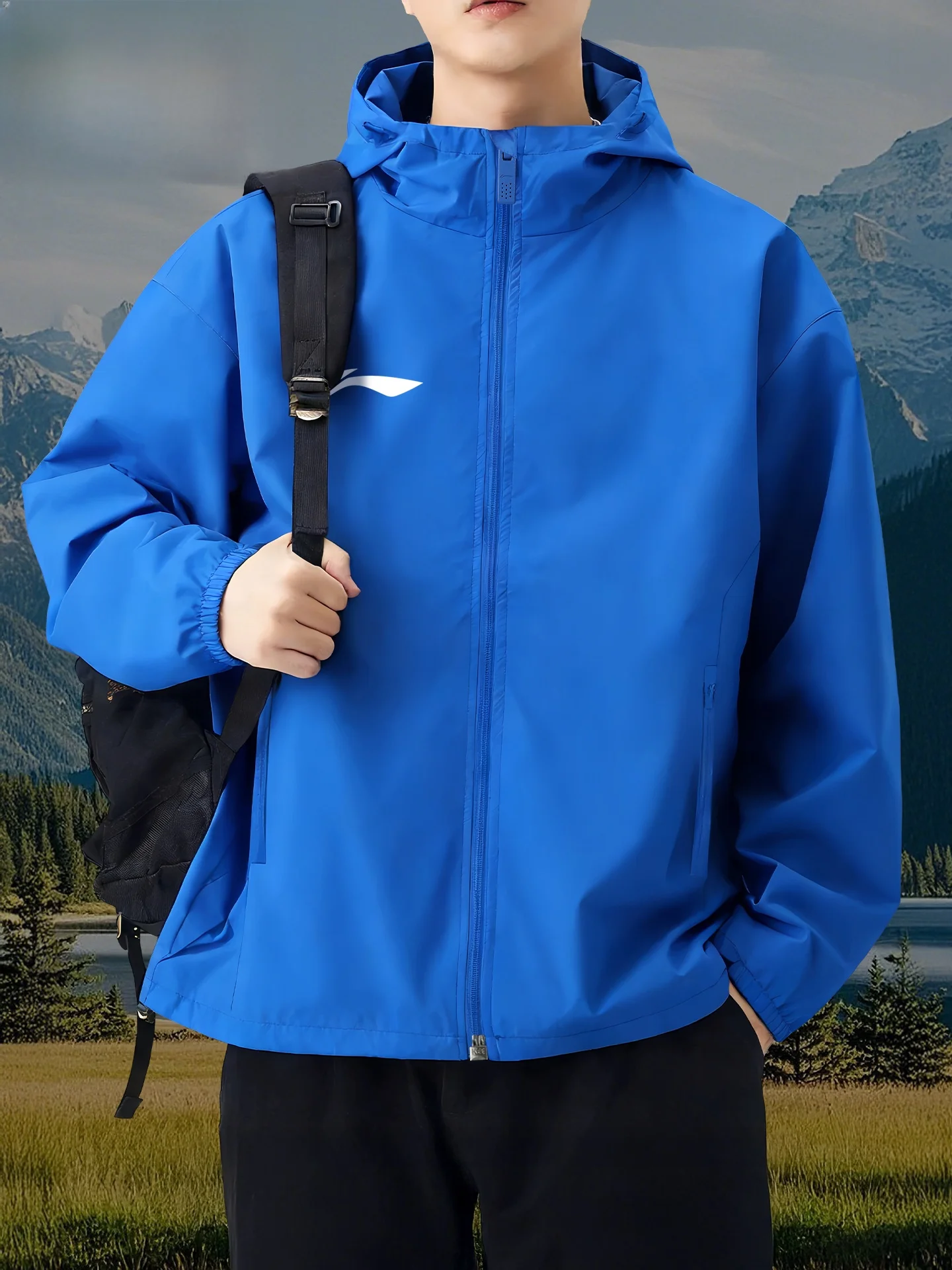 メンズ-ランニング-ジャケット-スポーティ-ウインドブレーカー-トレーニング-フィットネス-バスケットボール-アウトドア-トップ-通気性-ジッパー-フード付きコート