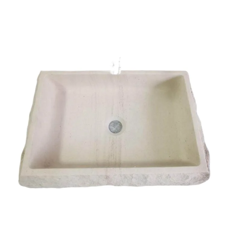 Natural stone French wood grain rectangular wash basin outer natural surface retro on-stage basin sink