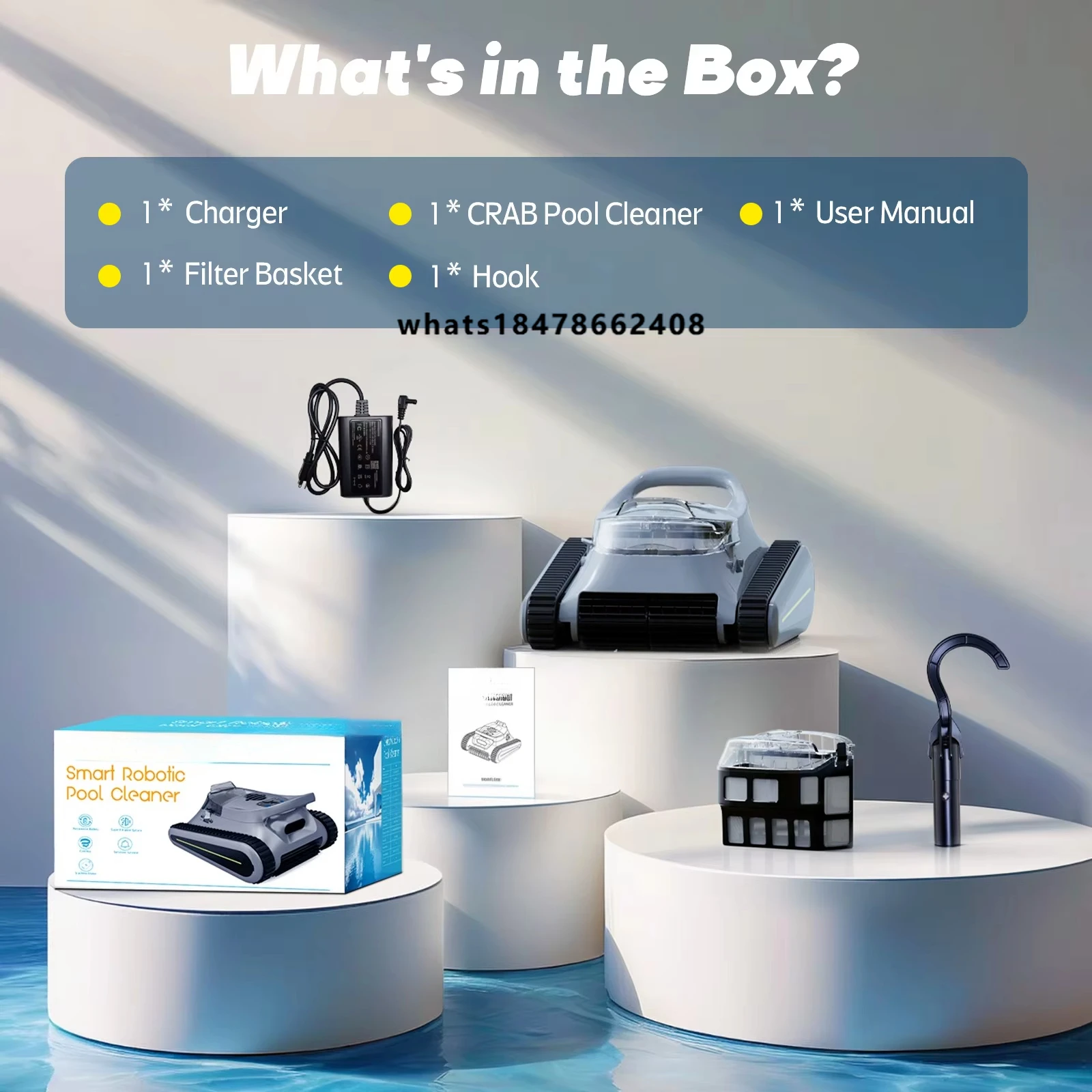 Automatic Pool Cleaner Robot Cordless Cyclone 200sqm Coverage 2.5H Runtime 5L Basket German/French Swimming Pool Equipment
