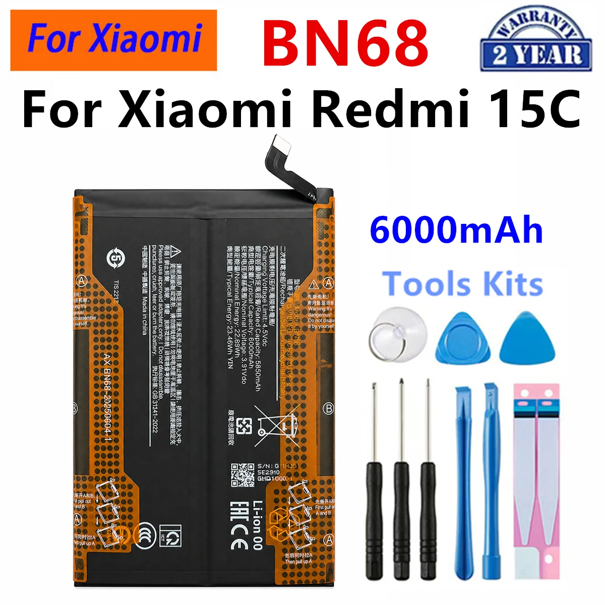 UVR Battery for Xiaomi Redmi 12 5G/14C/15C 15