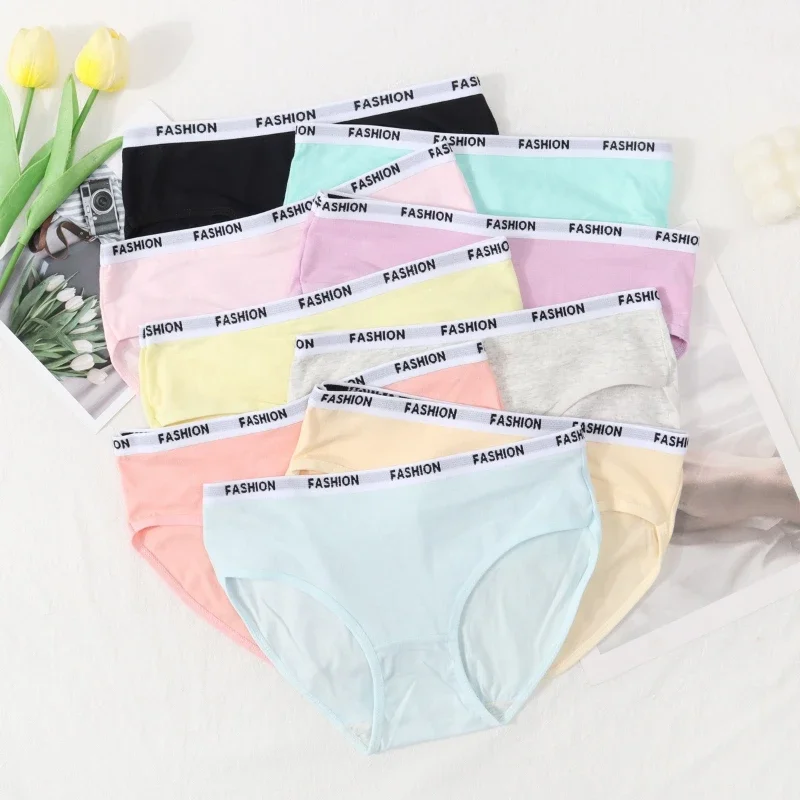 Girls' Cotton Underpants Lightweight and Breathable Mid Waist Underpants Cute Candy Colored Student Triangle Pants for Girls
