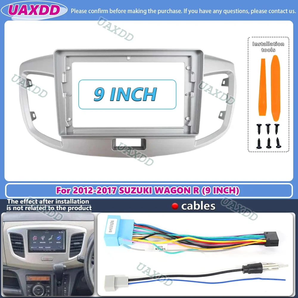 9 Inch Car Frame Fascia Adapter For SUZUKI WAGON R 2012-2017 Android Radio Dash Fitting Panel cable video harness 2 Din canbus