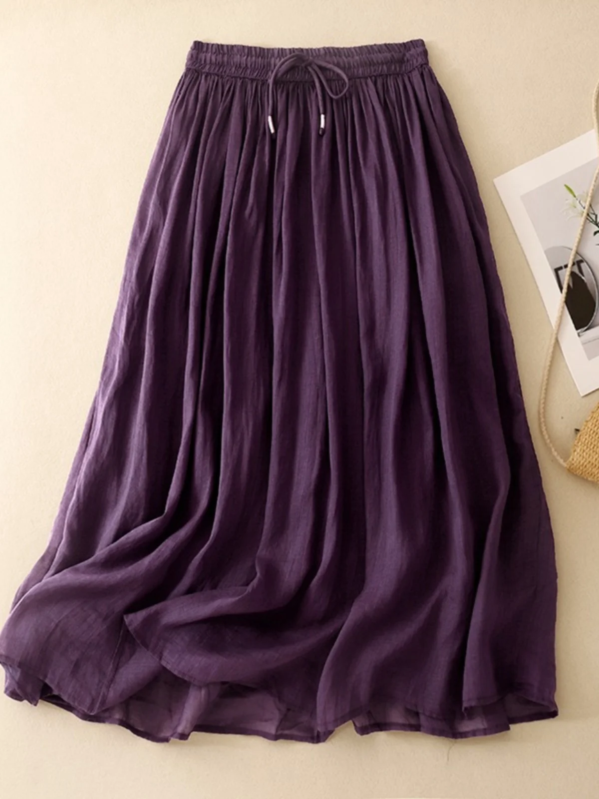 الرجعية متوهج ألف خط تنورة المرأة الصيف نظام الغابات شخصية عالية الخصر ثنى طبقة مزدوجة القطن لين f تنورة الجسم