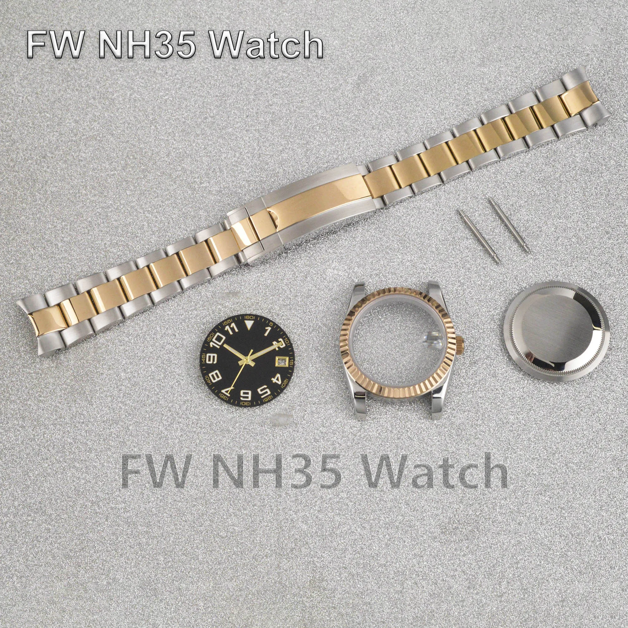 NH35 Case Bracelet Dial Hands DIY Watch Parts Repair Tool 36mm/39mm Case for Datejust fit NH34/NH35/NH36 Automatic Movement
