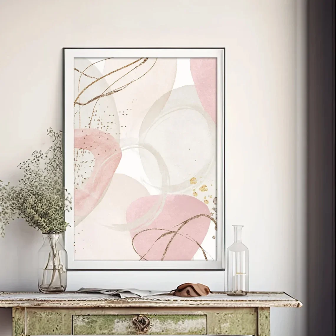 3pcs Set Wall Art Pink Canvas Print Painintg Modern Abstract Art Minimalist Living Room Wall Decor Blush Pink Decor Gift Poster