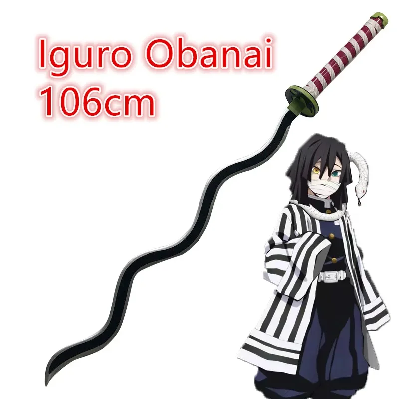 1:1 Anime Cosplay Zwaard Wapen Iguro Obanai Zwaard Ninja Mes Hout Wapen Prop