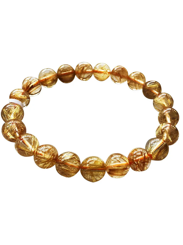 Natural Gold Rutilated Quartz Bracelet Opal bead size 6~16mm