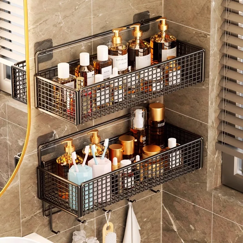 Bathroom Storage Rack Non Perforated Wall Mounted Towel And Toiletries Storage Rack Restroom Storage