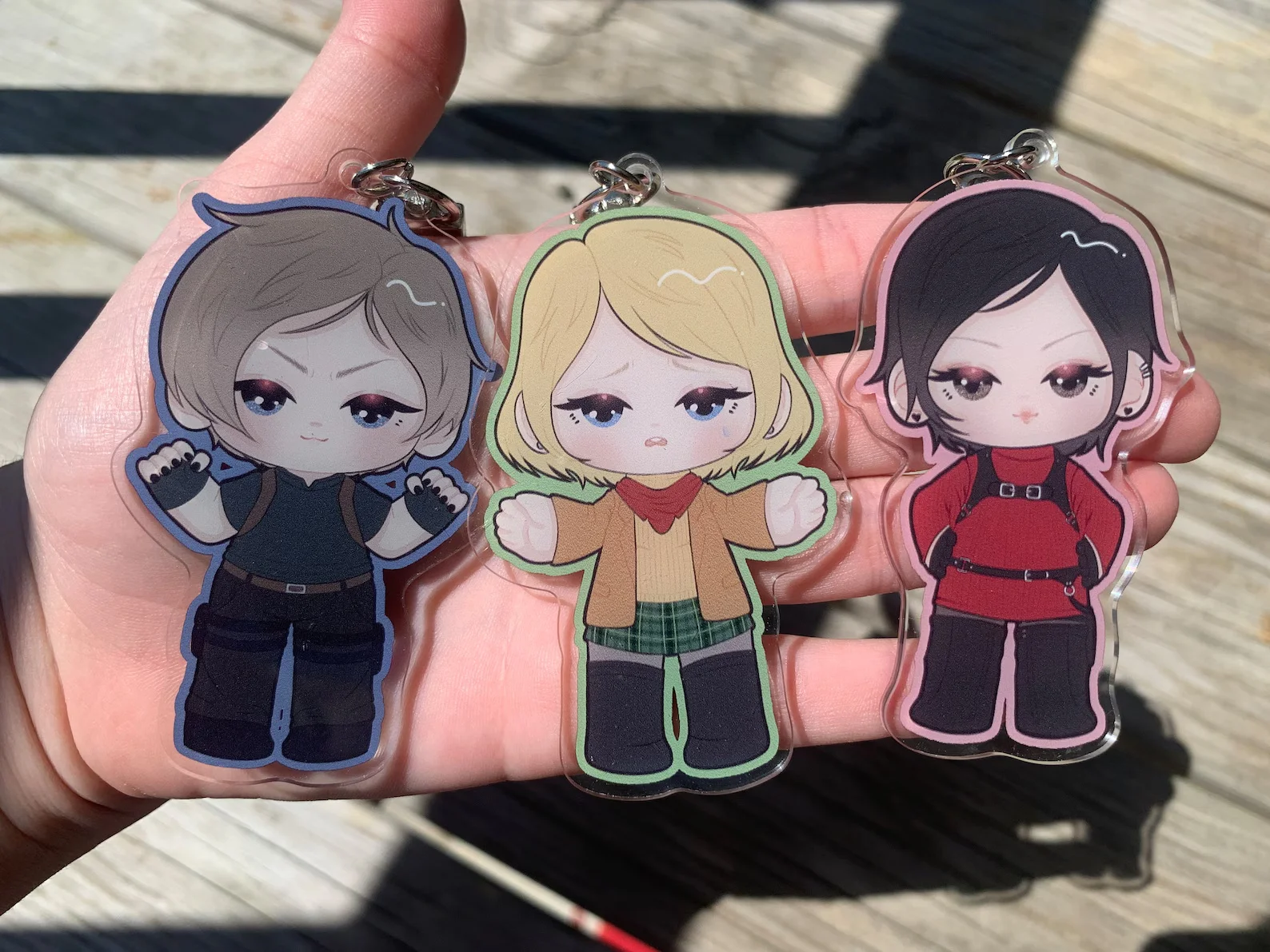 RE4 Remake Chibi Acrylic Keychain, Leon Kennedy Ashley Graham Ada Wong charm, Kawaii fans Character Bag Charm Pendant Gift