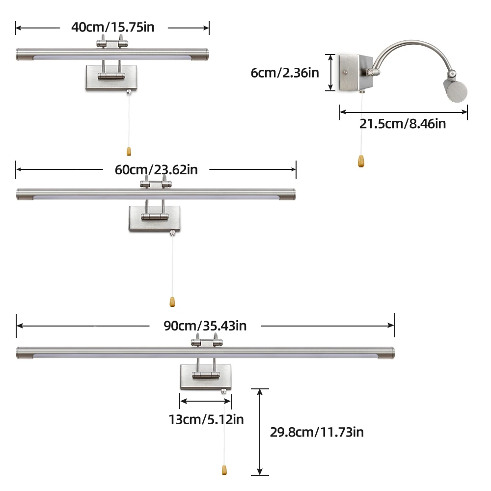 IP44 LED-Spiegellampe Badezimmer, LED-Spiegellampe Badezimmer 40 cm 270 °   Rotationswandlampe für Badezimmer, Spiegellampe für Badezimmer, wasserdicht