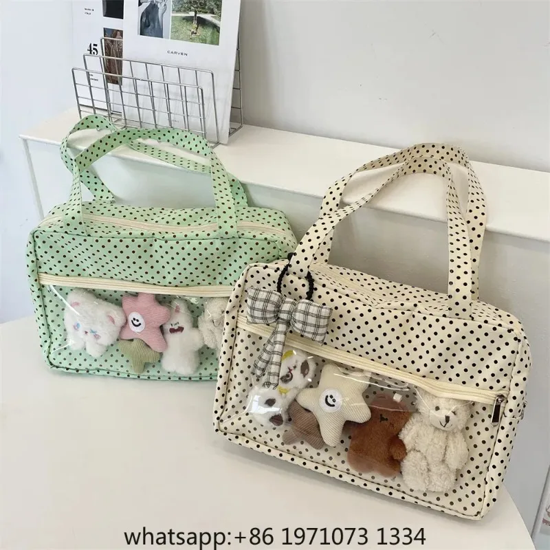 Shoulder Underarm  Ulzzang Ita Bag Woman Polka Dot Tote Bag Trendy Bolso Transparent Sac Femme Youth Canvas Bolsos De Mujer