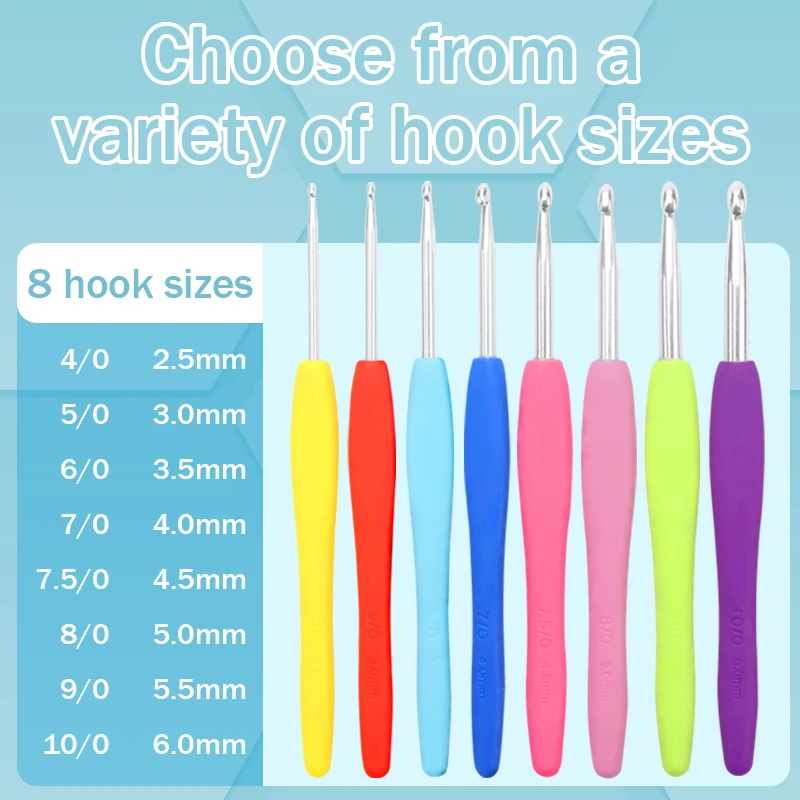 8 قطعة 2.5 مللي متر-6.0 مللي متر لتقوم بها بنفسك مجموعة خطاف كروشيه ، مجموعة إبر الحياكة بمقبض ملون ، مثالية للسترة والبطانية والحرف الفنية الإبداعية #3