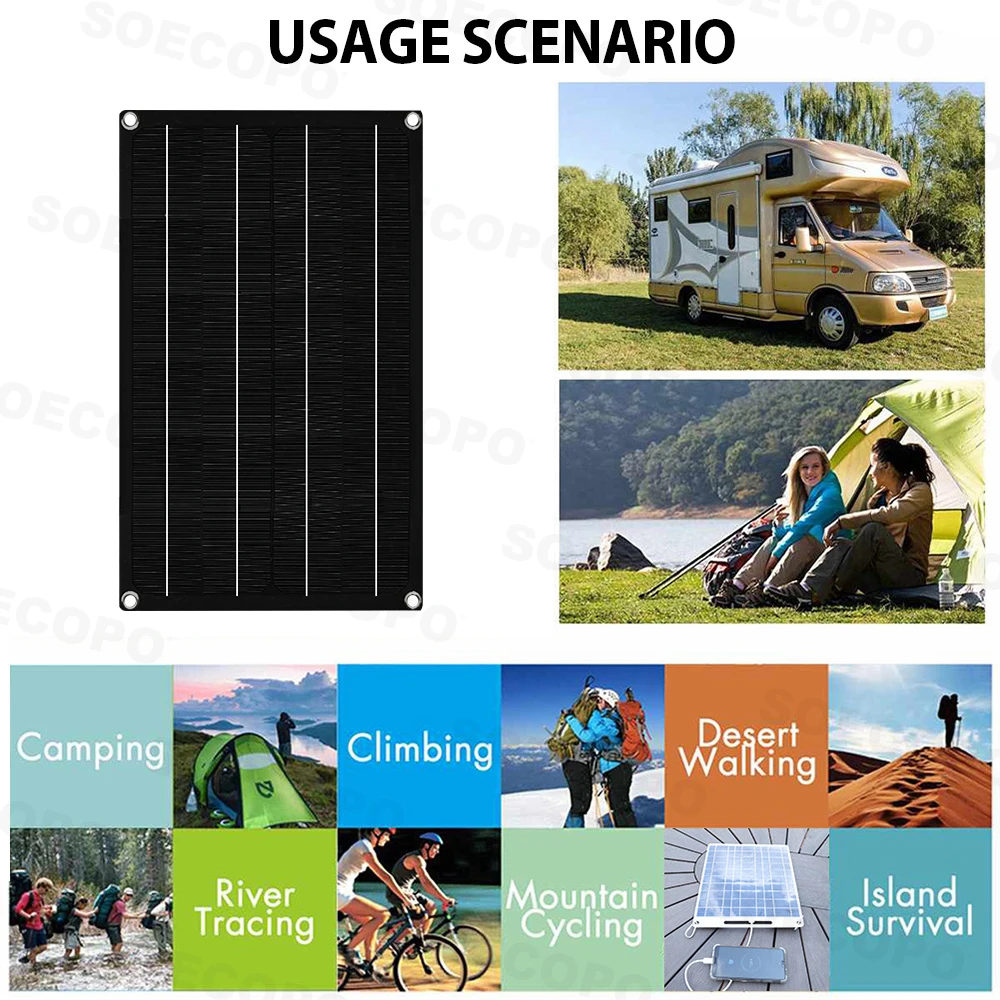 SOECOPO 7000W Peak Solar System Kit Pure Sine Wave Inverter 12V To 110V/220V 600W Panel 100A Controller for Camping Home RV