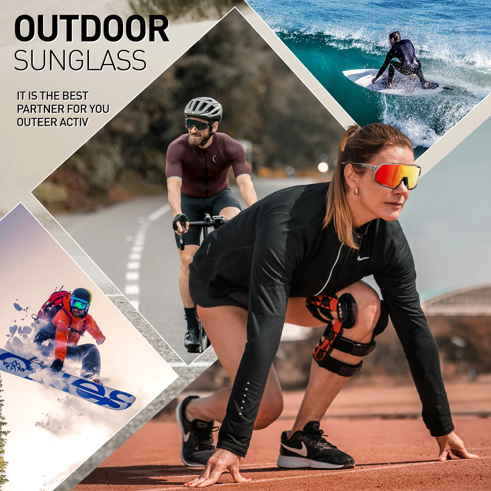 KAPVOE Wanderbrille, Fahrradbrille, Rennbrille, Camping-Sonnenbrille, UV400, Fahrrad- und Outdoor-Sportzubehör, Baseball-Ausrüstung – Detail 9
