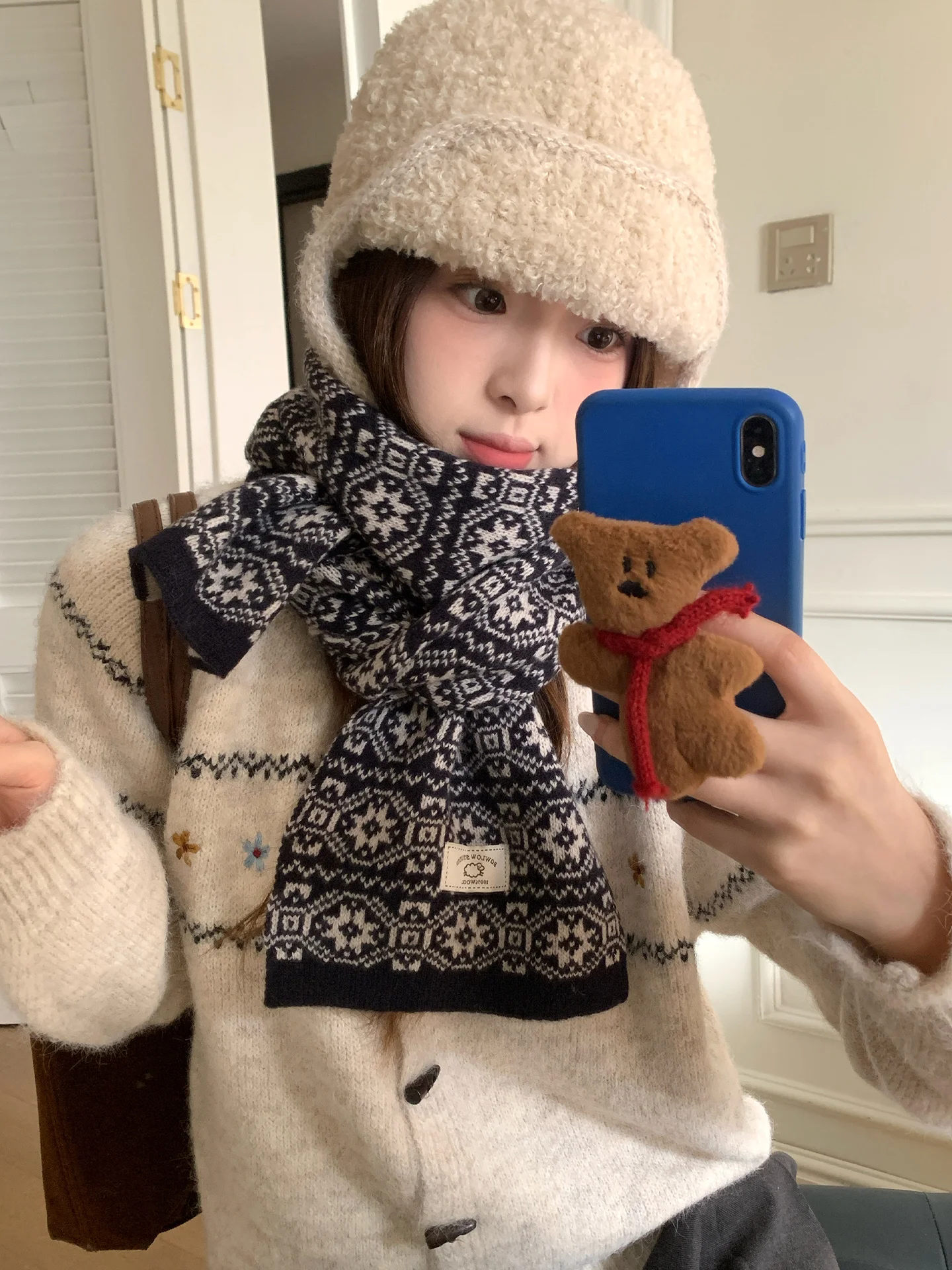 المرأة الصوفية معرض Lsle وشاح متماسكة خمر نمط الوجهين الرقبة أدفأ وصول جديد لفصل الشتاء الجمالية #1