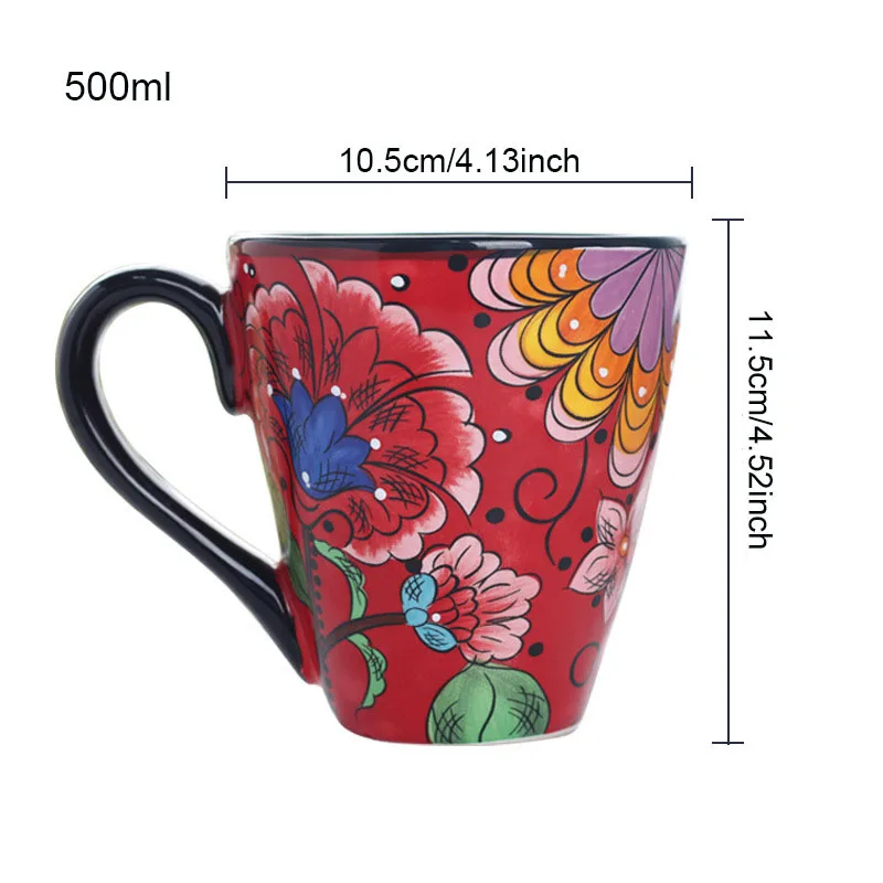 Creative Bohemia Mug Hand Painted Ceramic Tea Milk Stave Cups with Handle Coffee Drinkware Mugs Novelty Birthday Gifts