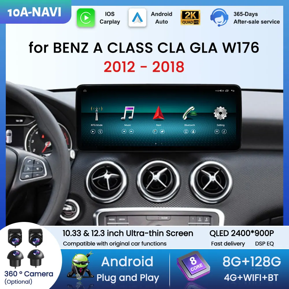 HD Touch Screen Car Multimedia Video Player for Benz A CLASS CLA GLA W176 2012 - 2018 Android 16 Carplay GPS Navi Bluetooth WiFi