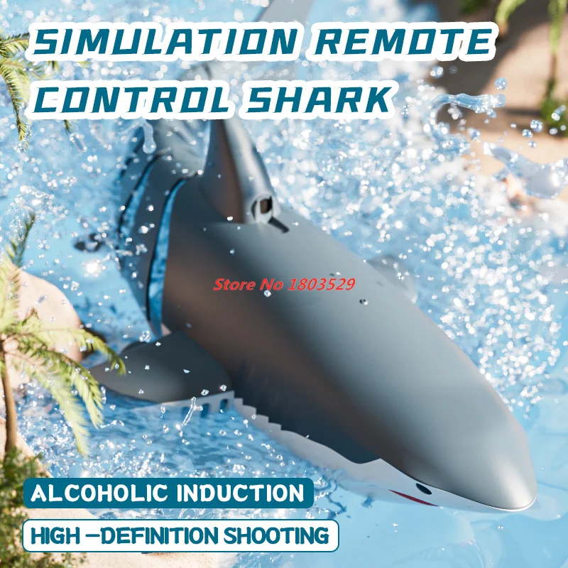 WIFI รีโมทคอนโทรลเรือฉลาม Biomimetic ไฟฟ้ายักษ์ฟัน Shark 4K กล้องแบตเตอรี่ LED Light สําหรับเด็ก