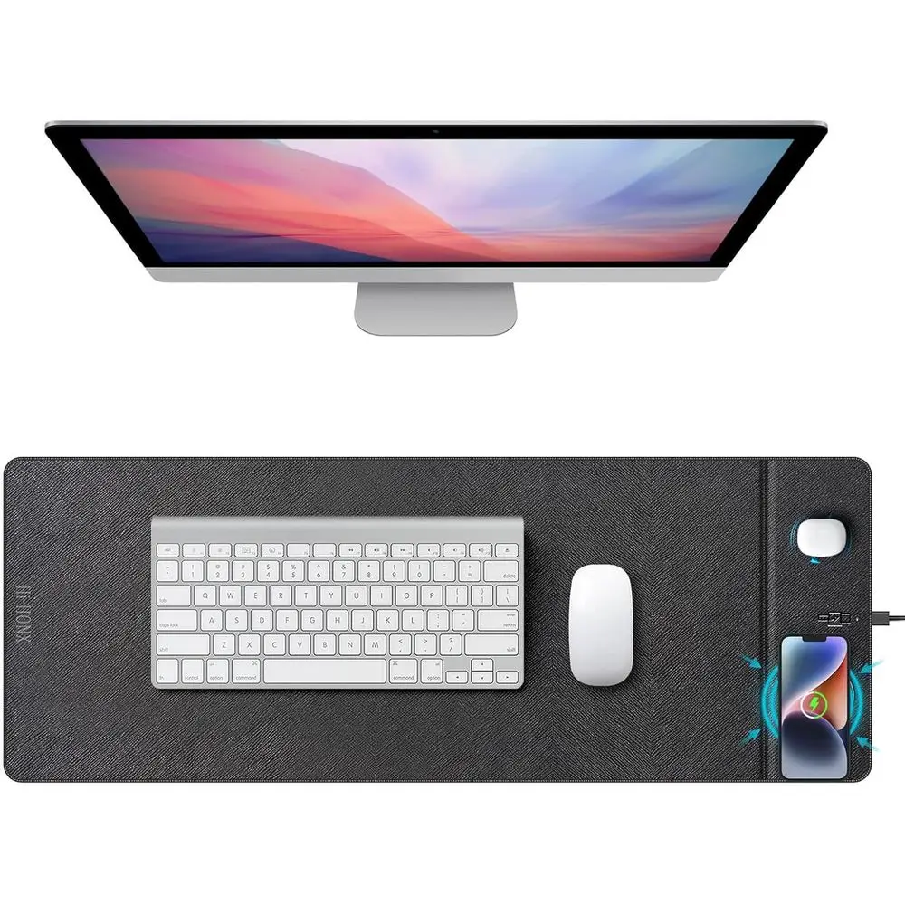 

XXL Wireless Charging Desk Mat, 31.5x11.7, Smooth Surface, Non-Slip, Waterproof Mousepad for Laptops & PCs