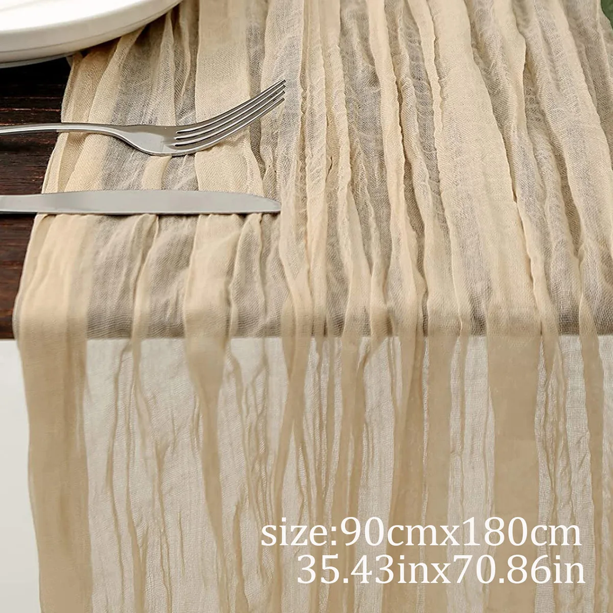 Boho Gauze Fabric Rustic Sheer Romantic Terracotta Cheese Cloth Colorful Uneven Luxury Cheesecloth Table Runners