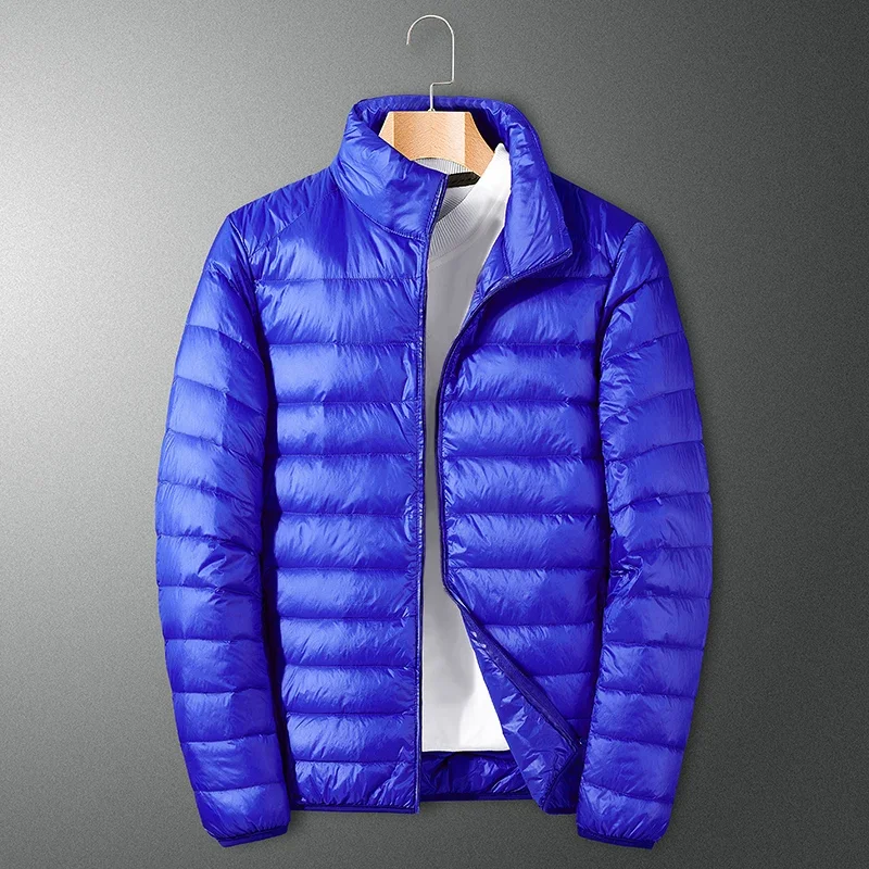 90% White Duck Down padded Clothes Autumn and Winter Men's New Solid Color Outdoor Sports Stand Collar Coat Men's Down Jacket