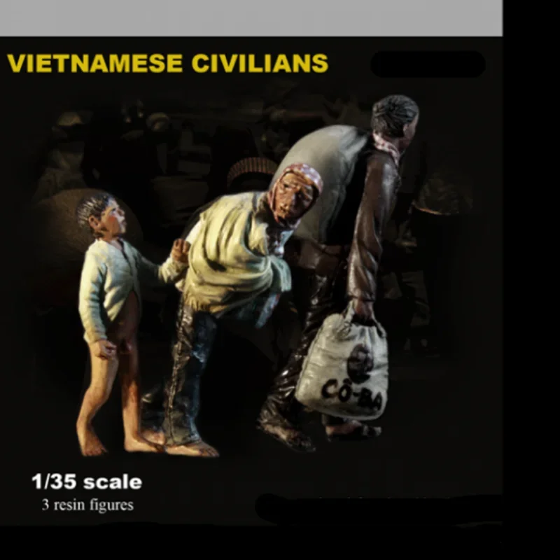 1/35 Scale Resin Figure Die-cast Model Kits Vietnamese Civilians Miniature Garage Kit Unassembled and Unpainted 948