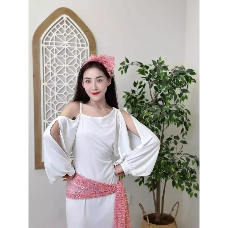 Costumi di danza del ventre personalizzati Abito BALADI Set di spettacoli popolari egiziani Foulard con cintura