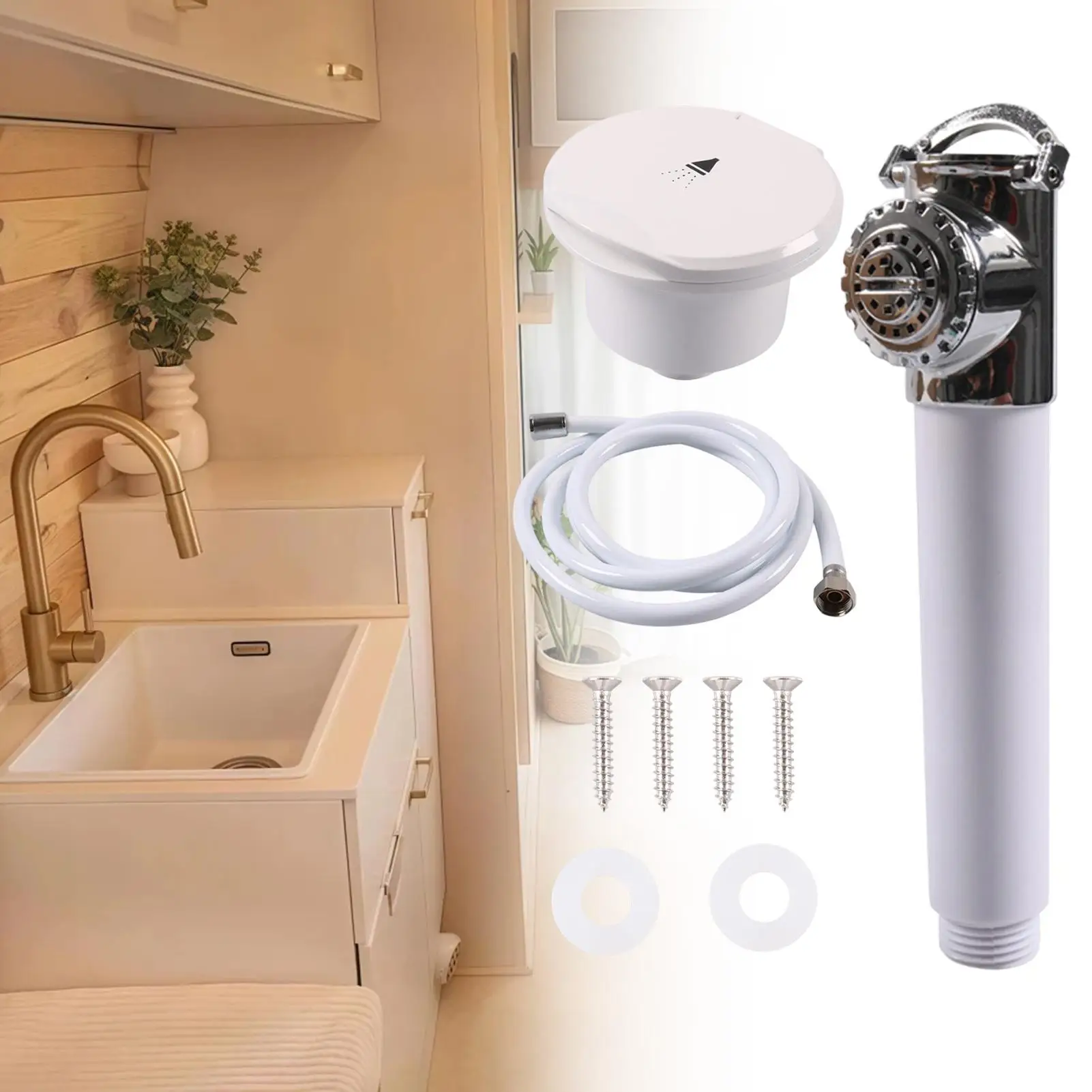 

Ручная душевая лейка, встраиваемый душевой распылитель для ванной комнаты, для дома, квартиры, автодома, яхты, небольших ванных комнат