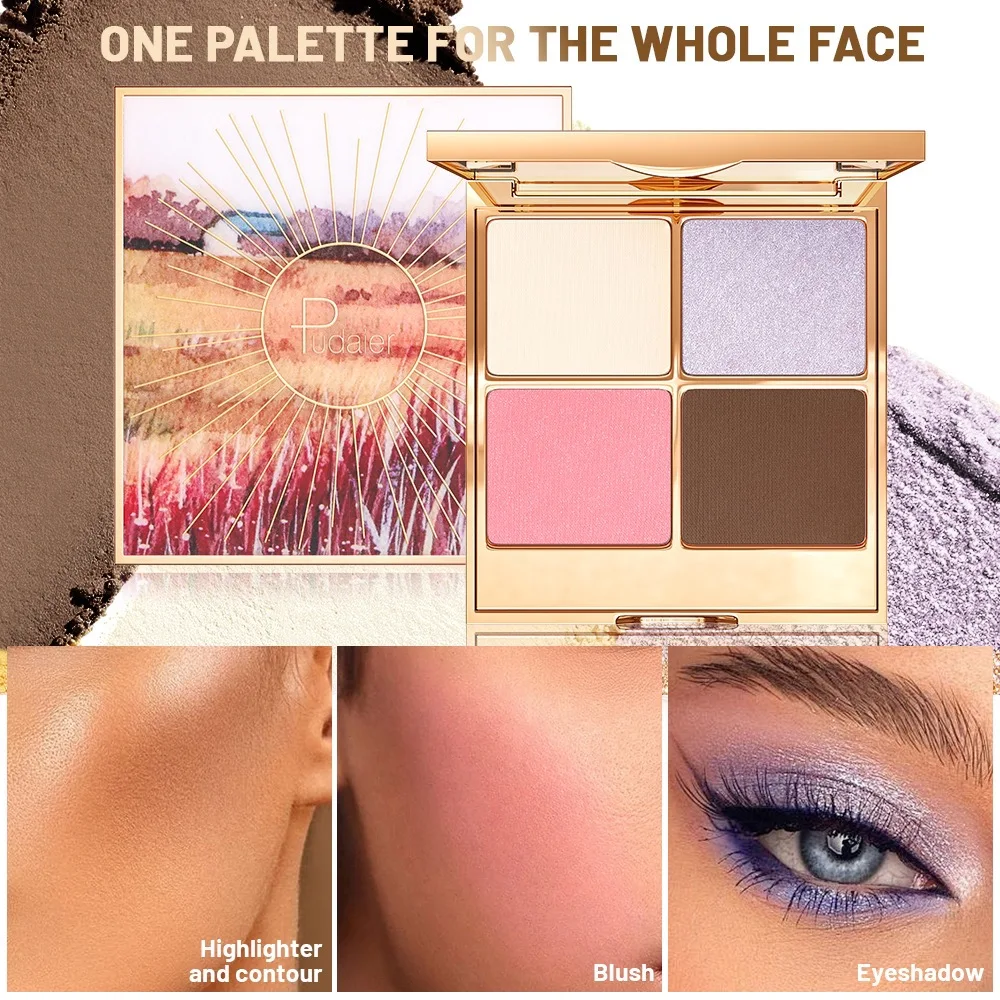 4color Eye Shadow Plate Matte Pearl Daily Suitable Novices Multi-function Facial Palette High-gloss Blush Contouring Light Flash