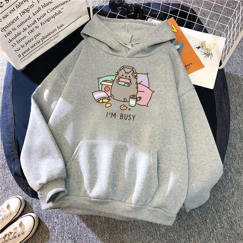 2025 Funny The Cat Hoodie Women Fashion Kawaii Korean Harajuku Sweatshirt Female 90s Cartoon Clothes Female Hood Oversized Girls