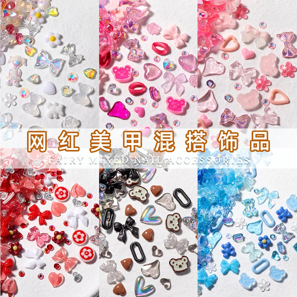 50 pz colorato misto resina Kawaii Nail Art strass 3D Charms Exqusite acrilico gioielli decorazioni per unghie accessori per unghie fai da te