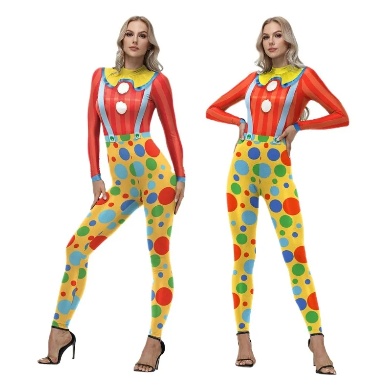 2026 new stage performance suit digital printing tights cos adult clown one-piece party funny performance suit