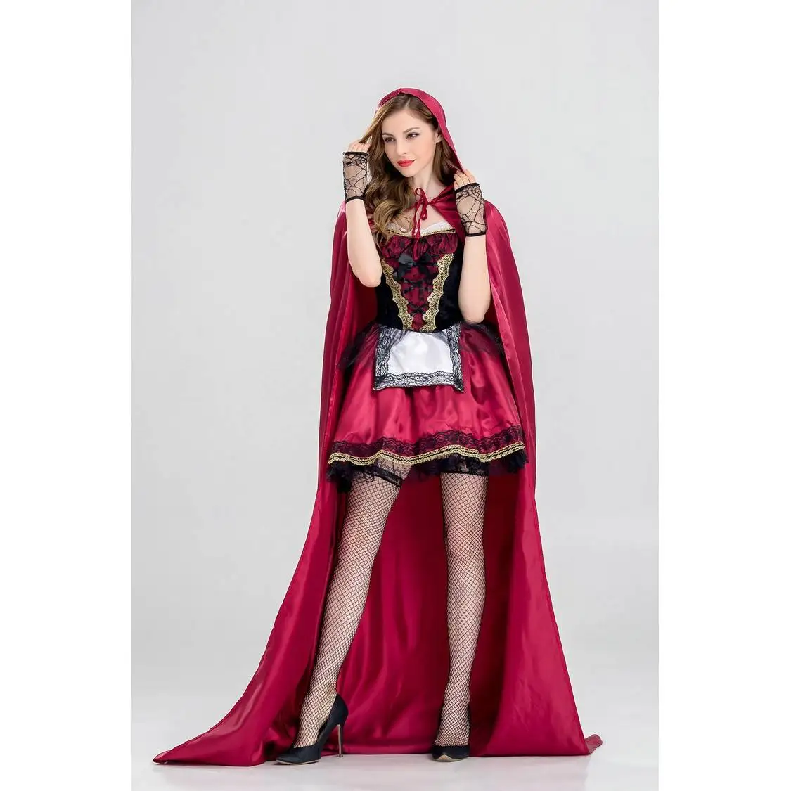 

Длинный халат на Хэллоуин большого размера, Красная Шапочка, костюм королевы, игра orm, ролевая игра, косплей, женский этнический сценический костюм