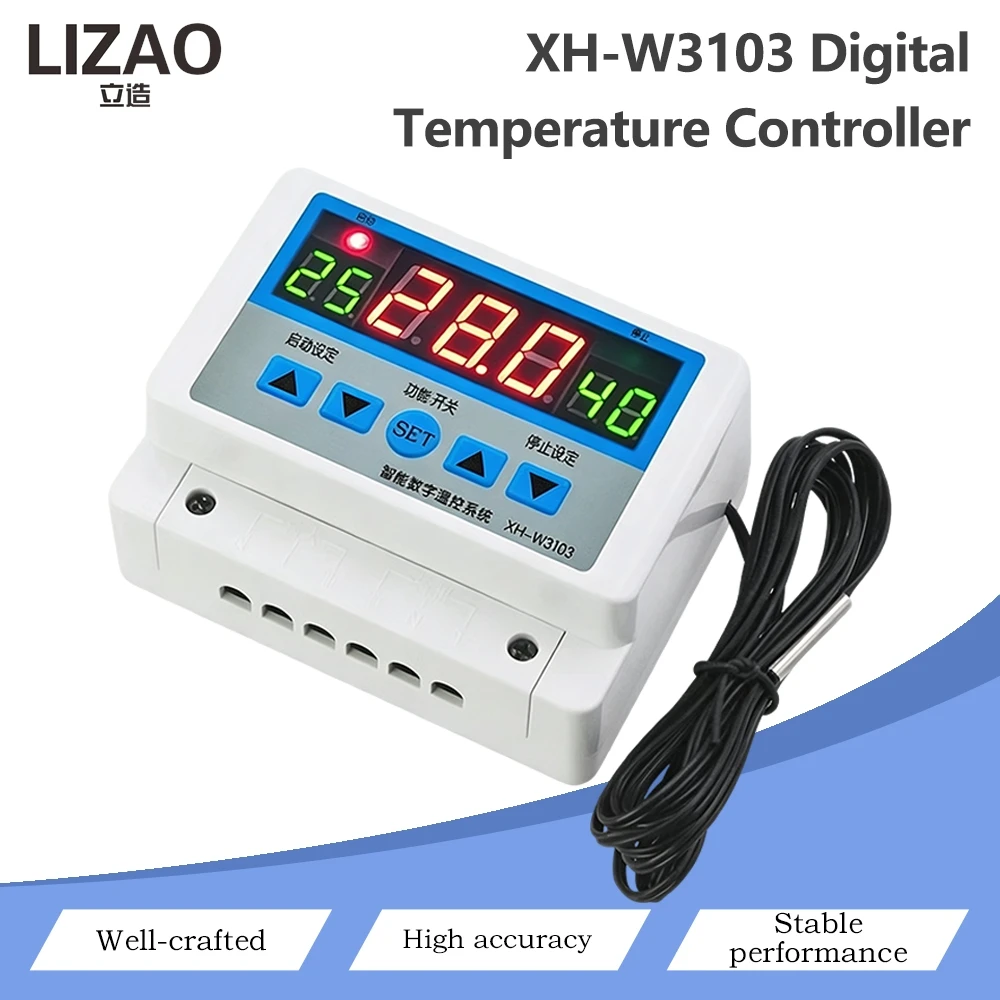 XH‑W3103 Digital Thermostat High Power Intelligent Temperature Controller Switch With NTC Sensor Probe 12V/24V/220V Optional