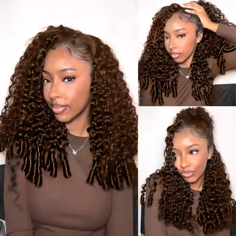 Burmese Curly Human Hair Half Wig, 3 in 1 Pre Separated Drawstring No Tape Half Wig for Women