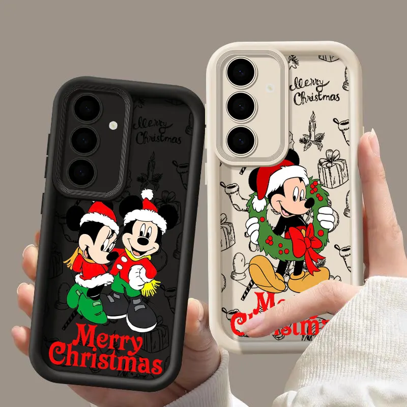 

S25FE Phone Case For Samsung Galaxy S25 S24 S23 S22 S21 S20 FE Ultra Plus Note 20 Shockproof Cover Christmas Minnie Mickey Mouse