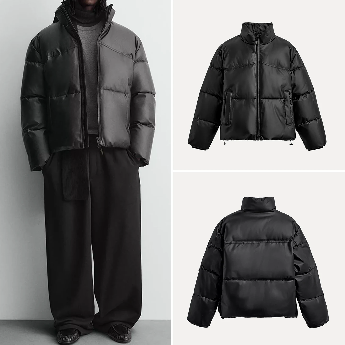 

Свободный крой, модная мужская зимняя коллекция Jaet 2025 года, повседневная универсальная верхняя одежда с капюшоном и длинной молнией све