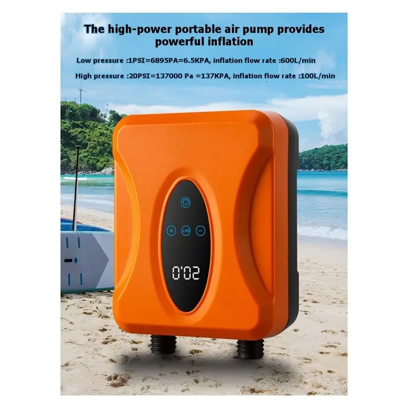A48P-Inflator And Deflator With LED Light Electric Air Pump Touchscreen Control For Inflatable Paddleboard Kayak Black