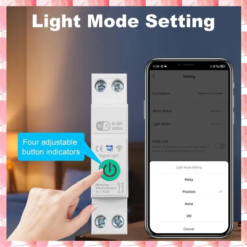 JAJA Circuit Breaker Din Rail Switch Timing Voice Mobile Phone Control 1-63A With Metering